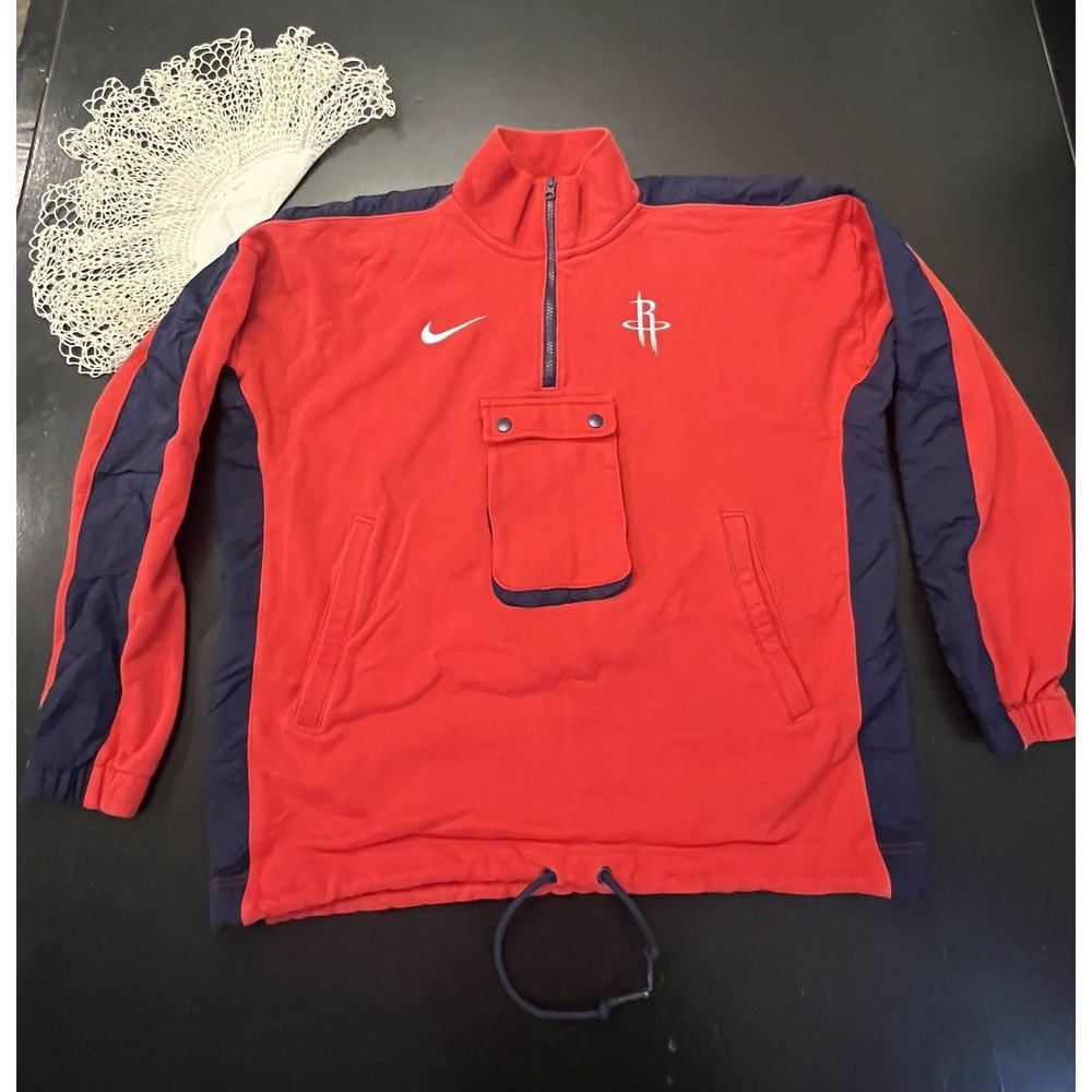 Nike NBA Houston TX Rockets 1/4-zip Red Blue Sweatshirt Sz L 75th Anniversary